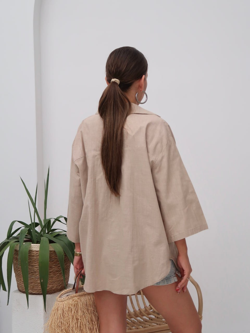 Keten Oversize Gömlek - Kimono