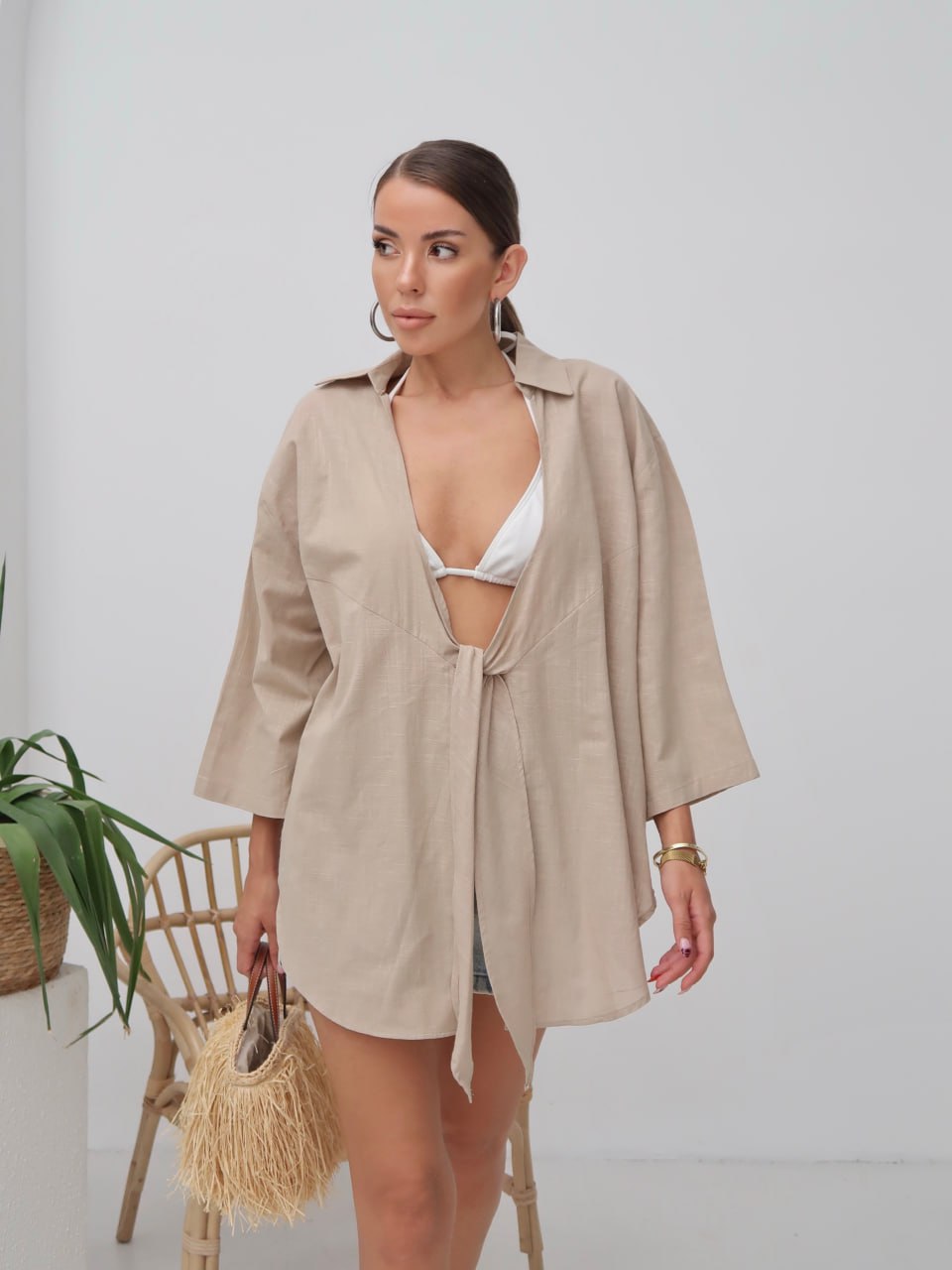 Keten Oversize Gömlek - Kimono